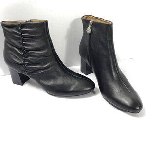Bettye Muller Deena Booties Sz 9.5M Black Soft Napa Leather Heel Ankle Boots NEW